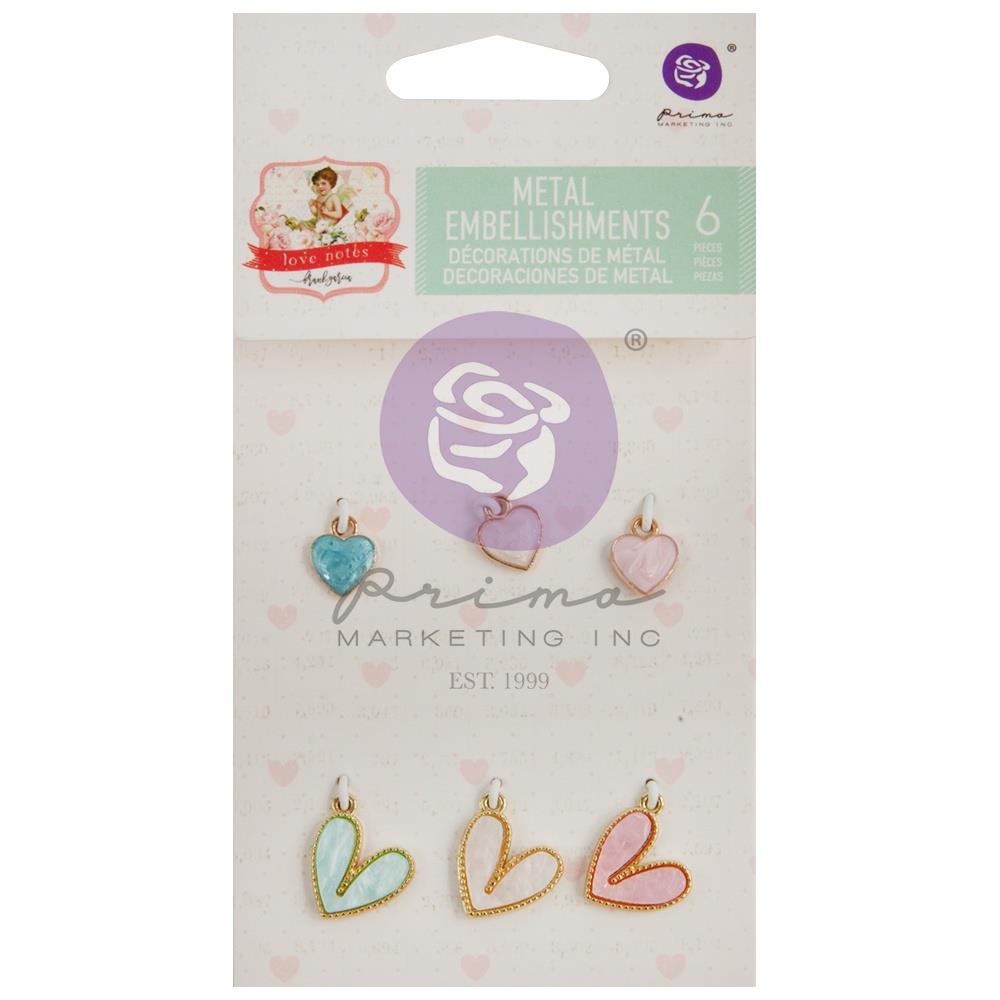 Prima - Love Notes - Enamel Charms - Hearts