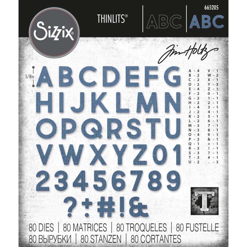 Sizzix - Tim Holtz Alterations - Thinlits - Alphanumeric Bold