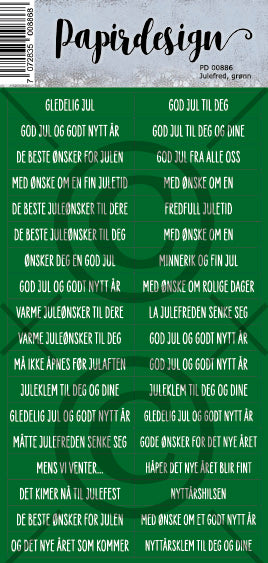 Papirdesign - Ord klistremerker - Julefred, grønn