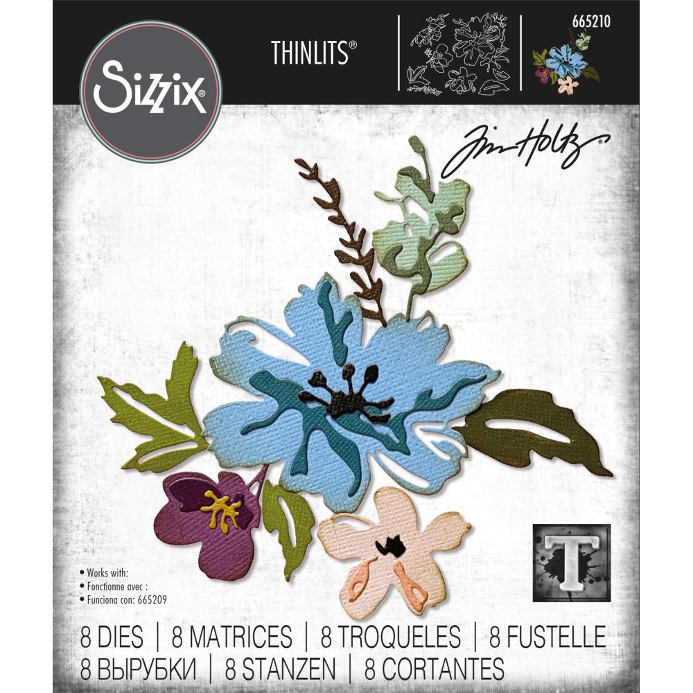 Sizzix - Tim Holtz Alterations - Thinlits Colorize - Brush Flowers 2