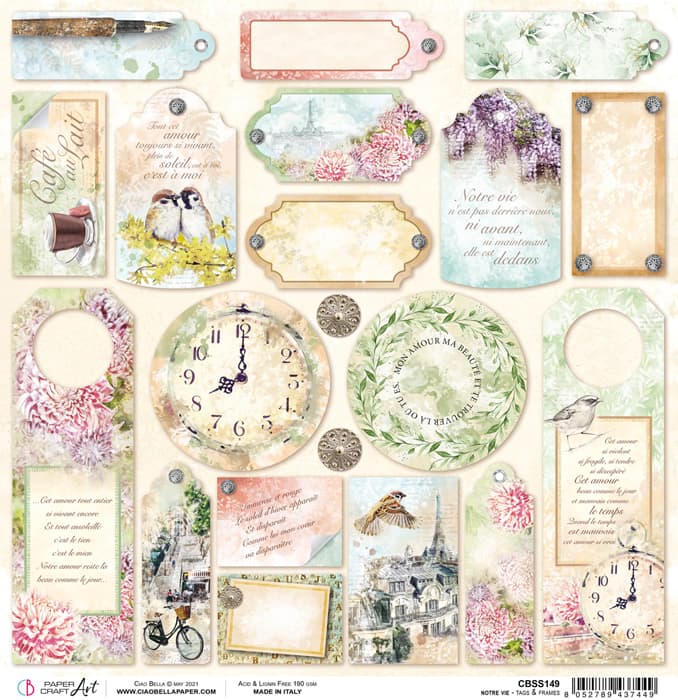 Ciao Bella - Notre Vie - Tags & Frames - Paper - 12 x 12"