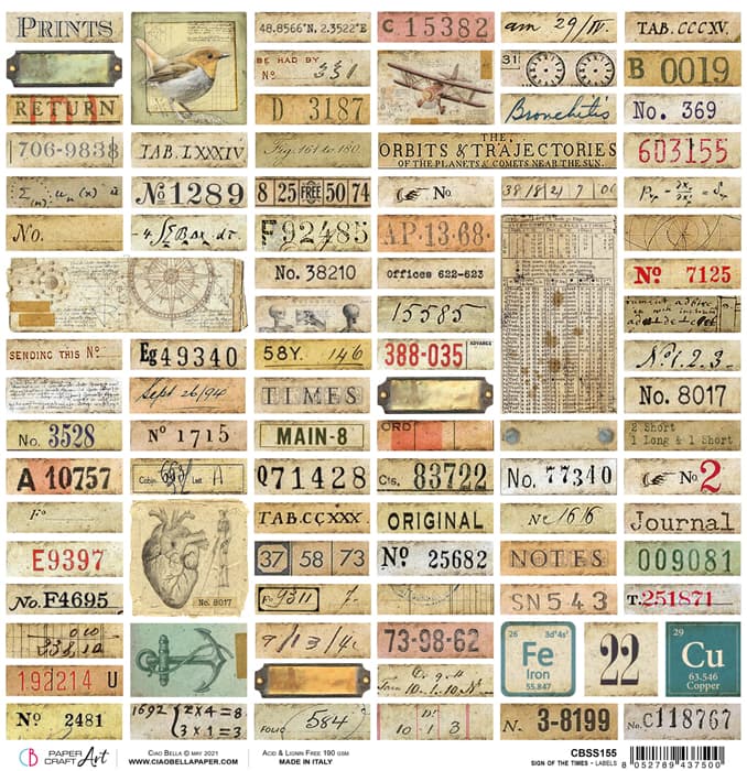 Ciao Bella - Sign of the times - Labels - Paper - 12 x 12"