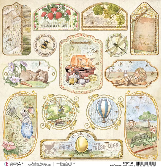 Ciao Bella - Aesop's Fables - Tags and Frames - Paper - 12 x 12"