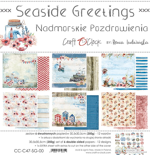 Craft O'Clock - Seaside greetings  - Paper Pack -  12 x 12"