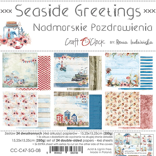Craft O'Clock - Seaside Greetings - Paper Pack - 6 x 6"
