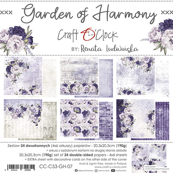 Craft O'Clock - Garden of harmony - Paper Pack -  8 x 8"
