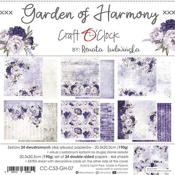 Craft O'Clock - Garden of harmony - Paper Pack - 8 x 8"
