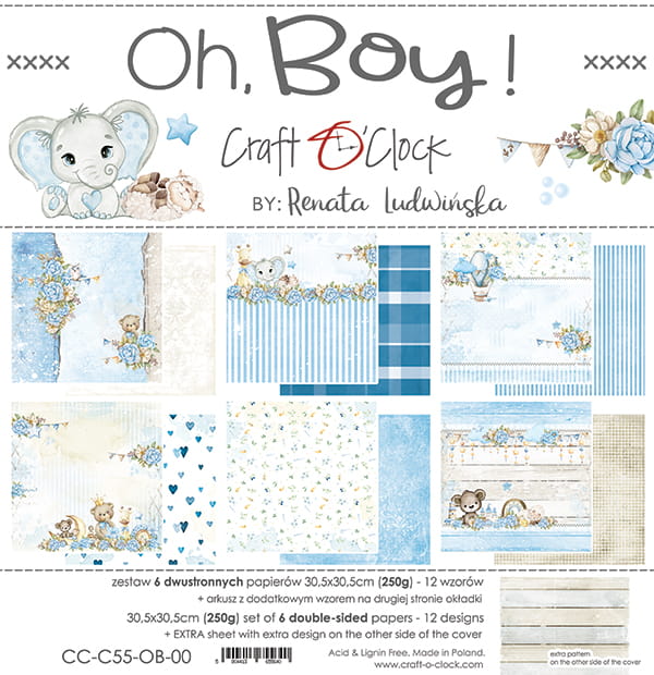 Craft O'Clock - Oh, boy! - Paper Pack - 12 x 12"