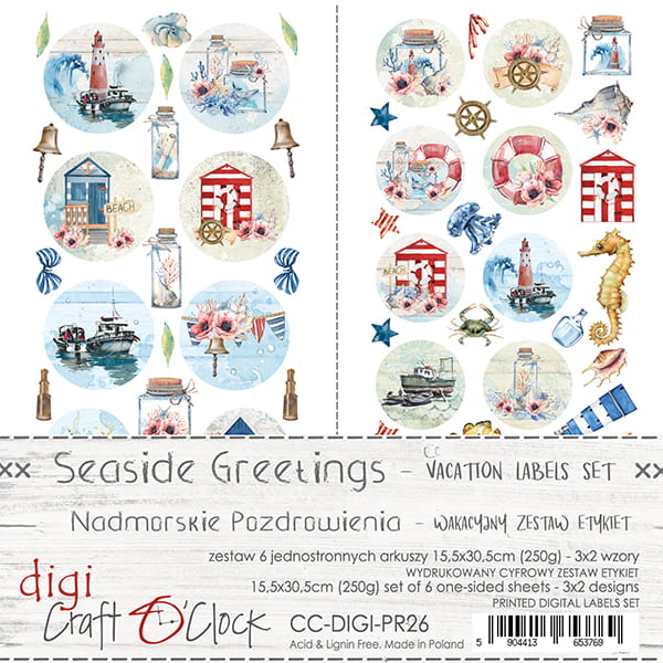 Craft O'Clock - Labels Set - Seaside greetings