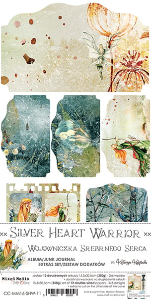 Craft O'Clock - Silver Heart Warrior - Junk Journal extras set