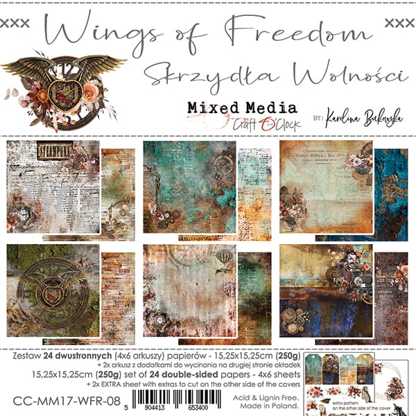Craft O'Clock - Wings of freedom  - Paper Pack -  6 x 6"