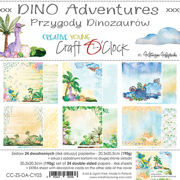 Craft O'Clock - Dino Adventures - Paper Pack - 8 x 8"