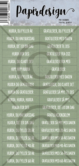 Papirdesign - Ord klistremerker - Hurra, grønn