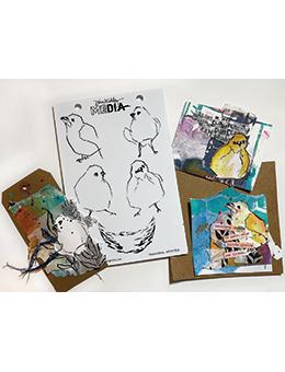 Dina Wakley Media - Stamps - Nested Birds