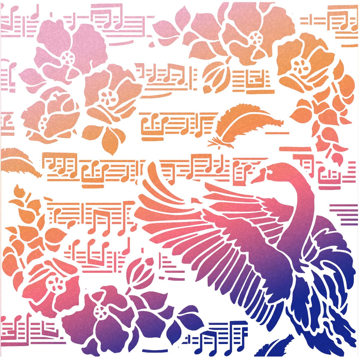 Ciao Bella - Stencil Art - Le Cygne Noir - Black Swan - 8 x 8"