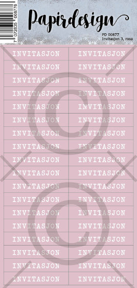 Papirdesign - Ord klistremerker - Invitasjon 3, rosa
