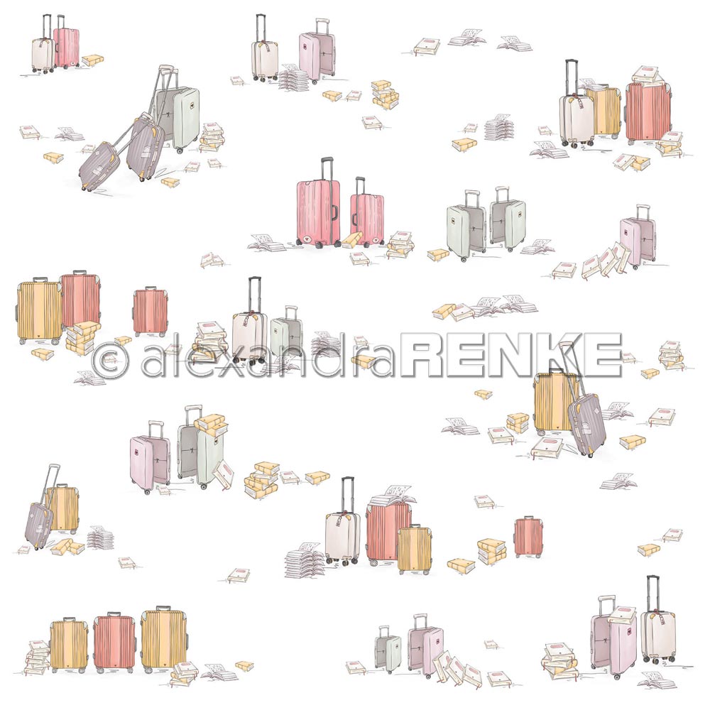 Alexandra Renke - Suitcase with travel guide - Paper - 12x12"