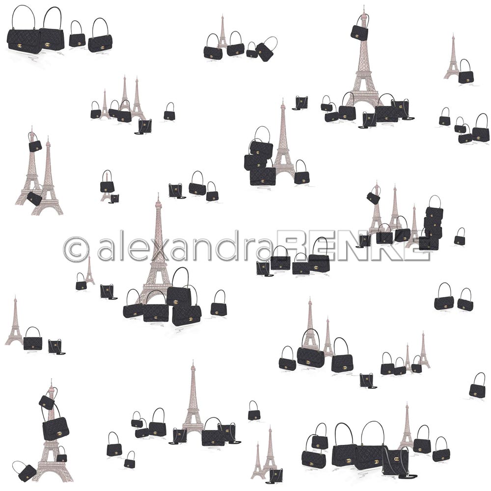 Alexandra Renke - Eiffel tower and handbags - Paper - 12x12"