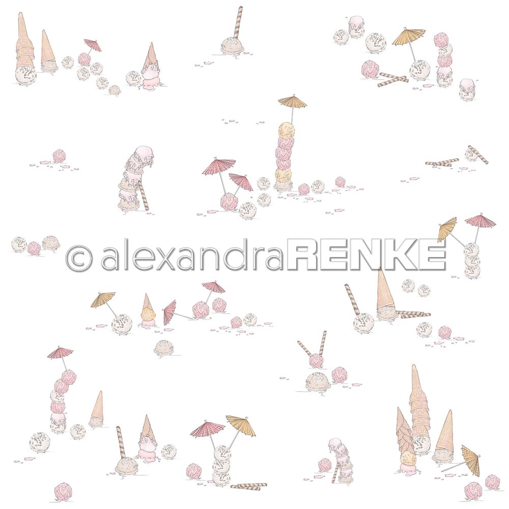 Alexandra Renke - Ice cream with umbrella - Paper - 12x12"