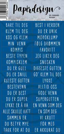 Papirdesign - Ord klistremerker - Kompis