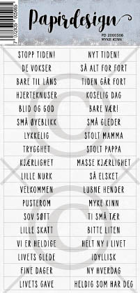 Papirdesign - Ord klistremerker - Myke kinn