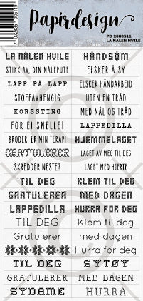 Papirdesign - Ord klistremerker - La nålen hvile