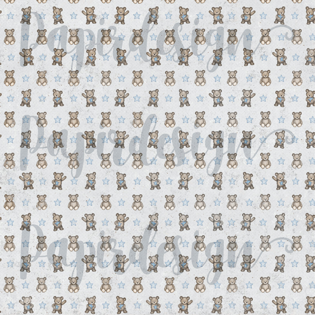 Papirdesign - Vårtegn - Bamsekos, blå   - 12x12"