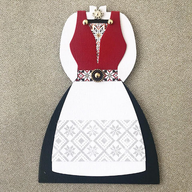 Papirdesign - Dies - Bunad (obs! Reproduksjon - tilsvarende diespakke som tildligere bunad-dies Pd18400 - få cm i avvik)