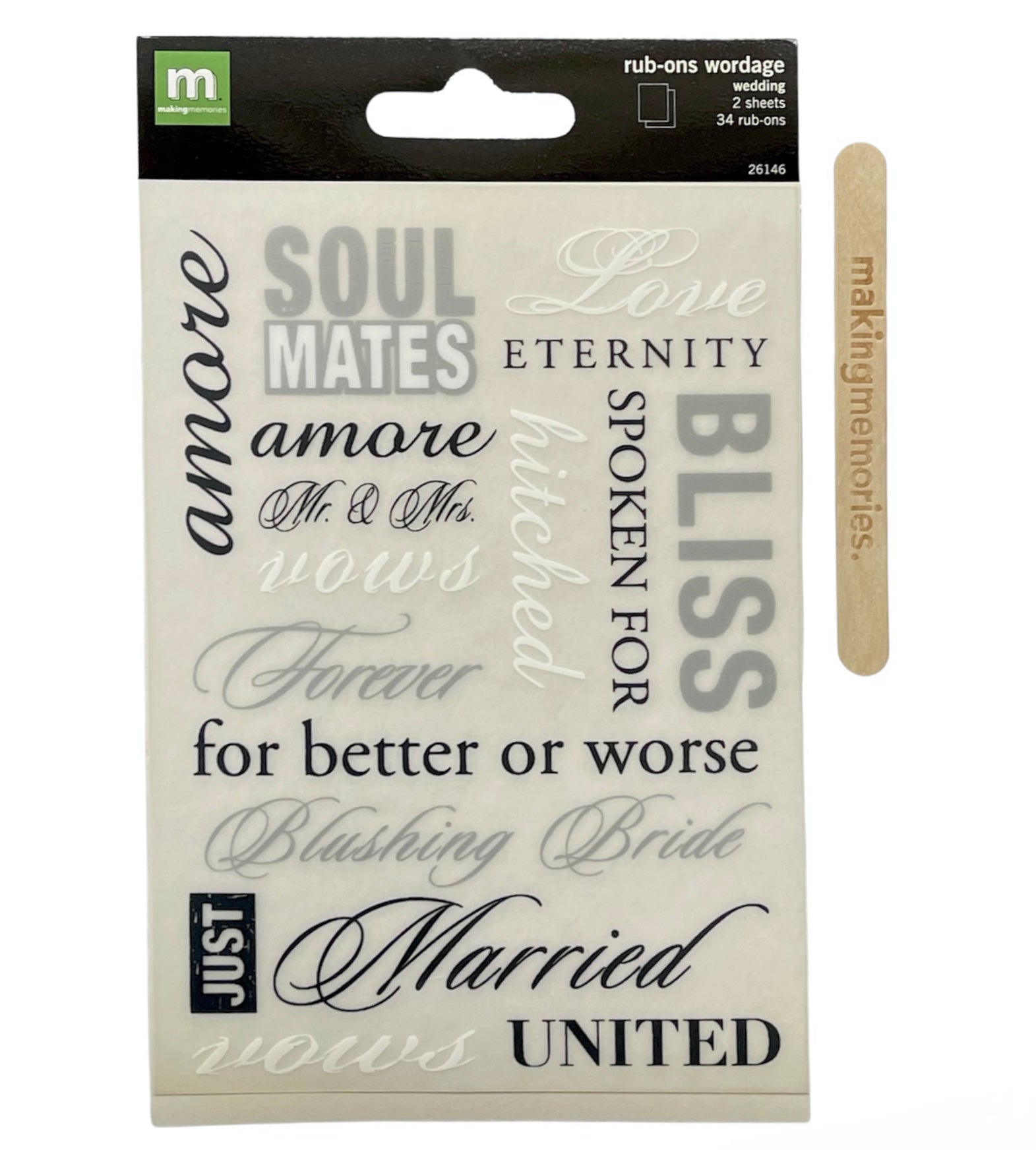 Making Memories  - Rub Ons - Wordage Wedding