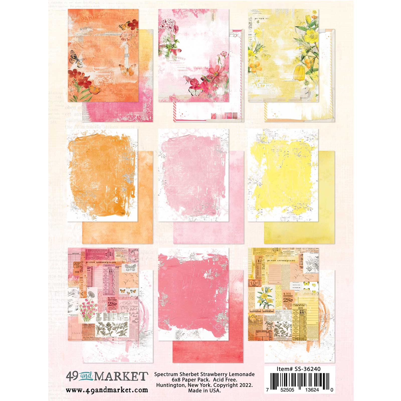 49 and Market - Spectrum Sherbet - Strawberry Lemon Collection - 6" x 8"