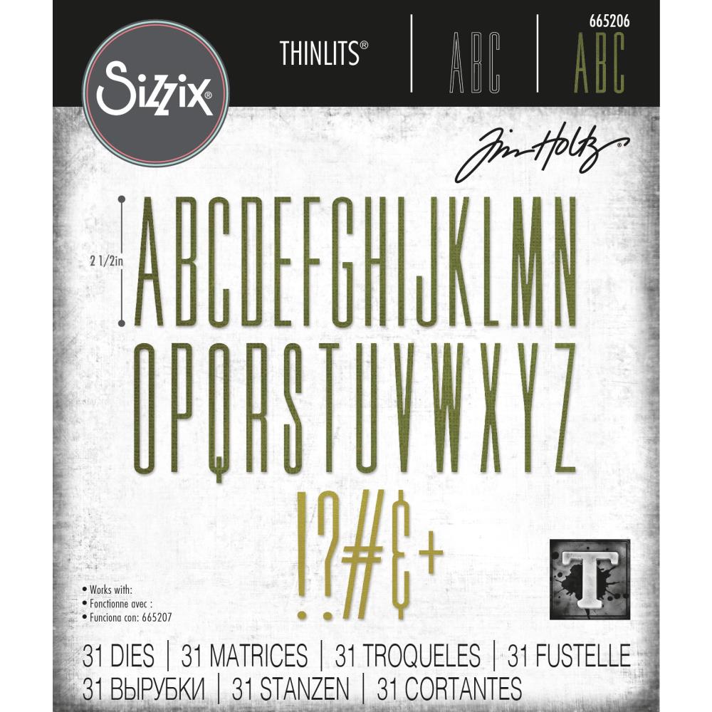 Sizzix - Tim Holtz Alterations - Thinlits - Alphanumeric Stretch uppercase
