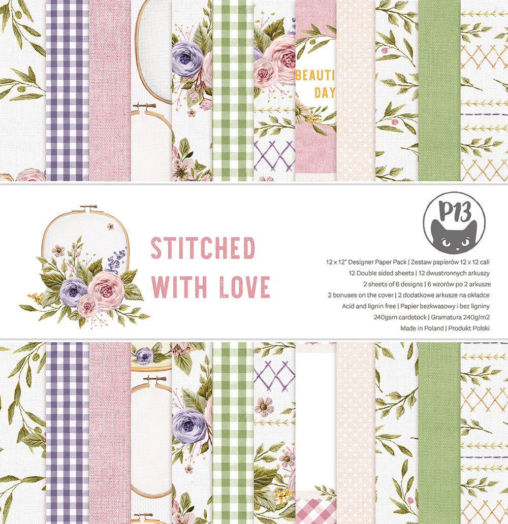 P13 - Stitched with love - Paper Pad - 12 x 12"