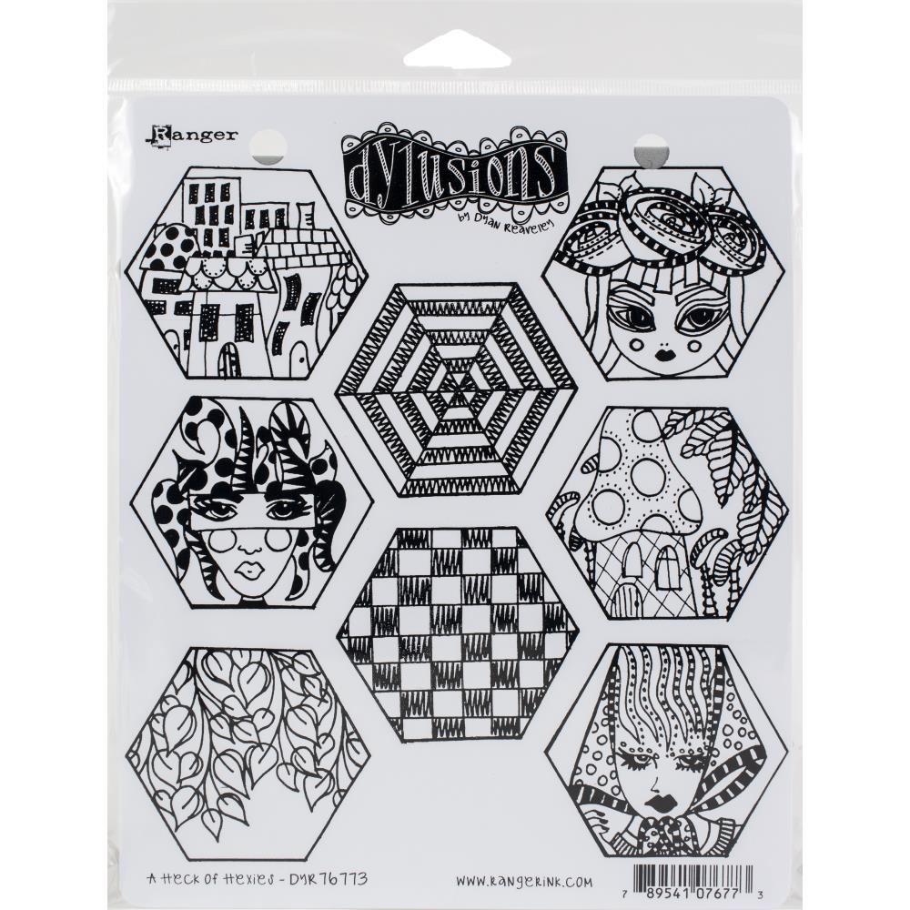 Dylusions - Cling Stamps - A heck of hexies
