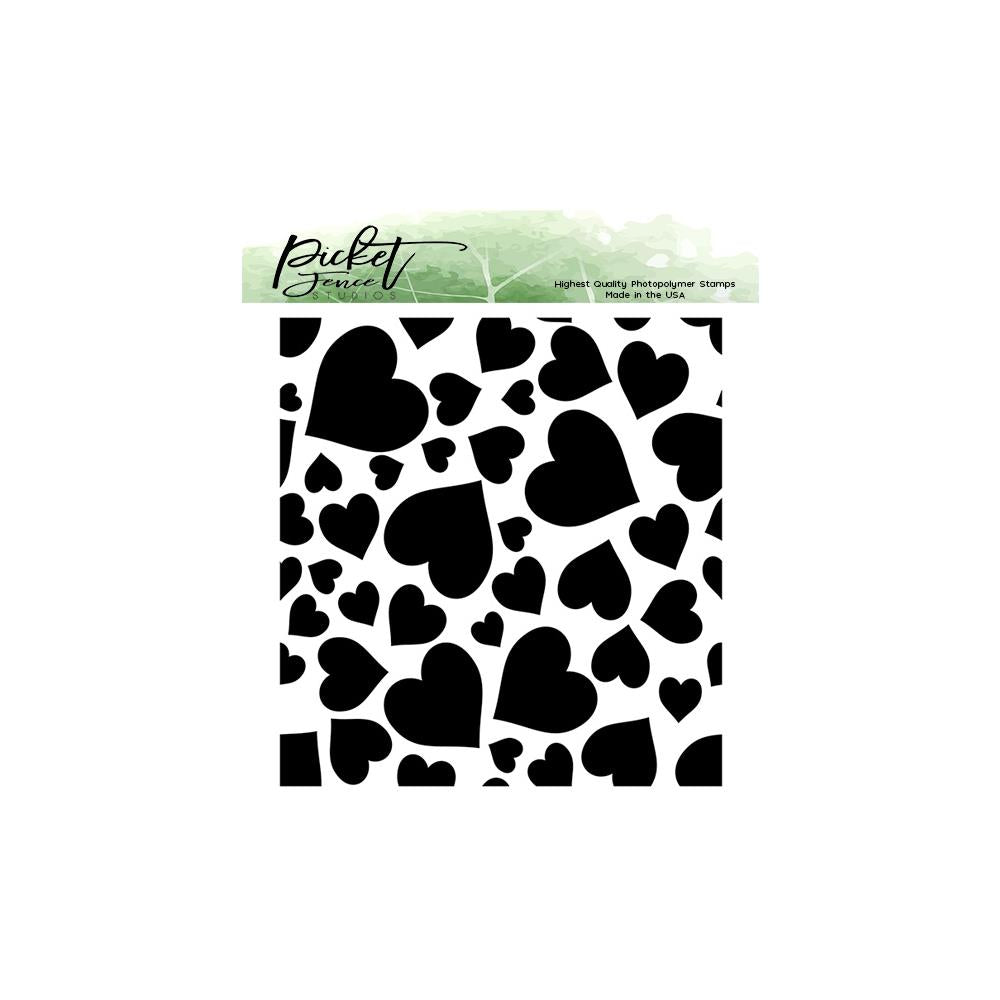 Picket Fence - Clear Stamp - Failling Hearts