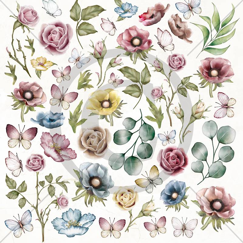 Papirdesign - Verdifull - Blomsterklipp  - 12 x 12"