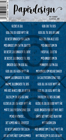 Papirdesign - Ord klistremerker - Julefred, blå