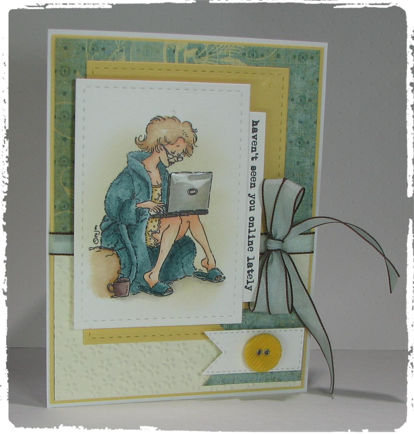Stamping Bella - Lizzy Laptop - Umontert Red Rubber Stamp