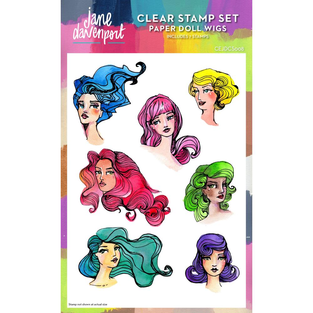 Jane Davenport - Clear Stamp - Paper Doll Wigs