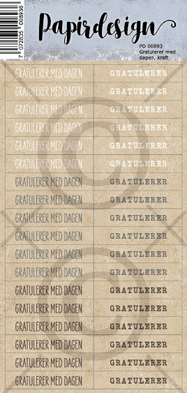 Papirdesign - Ord klistremerker - Gratulerer med dagen, kraft