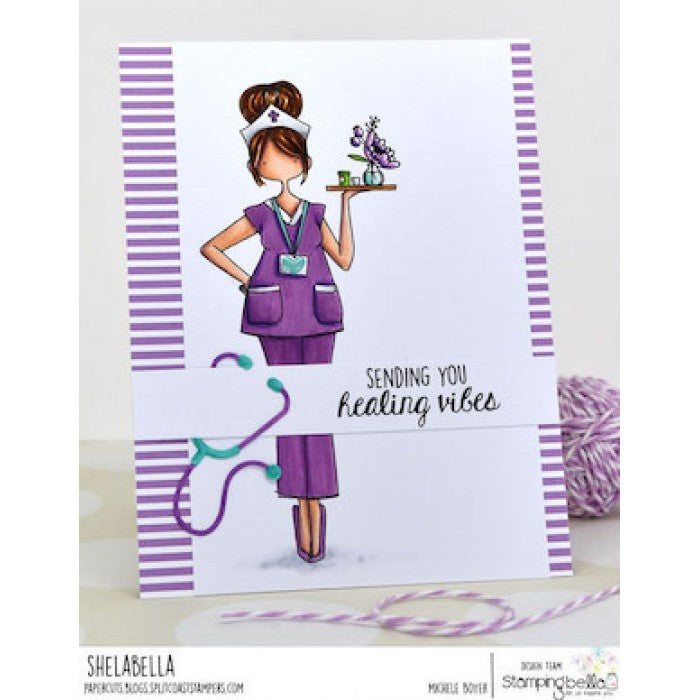 Stamping Bella - Cling Mounted Stamp - Curvy girl nurse