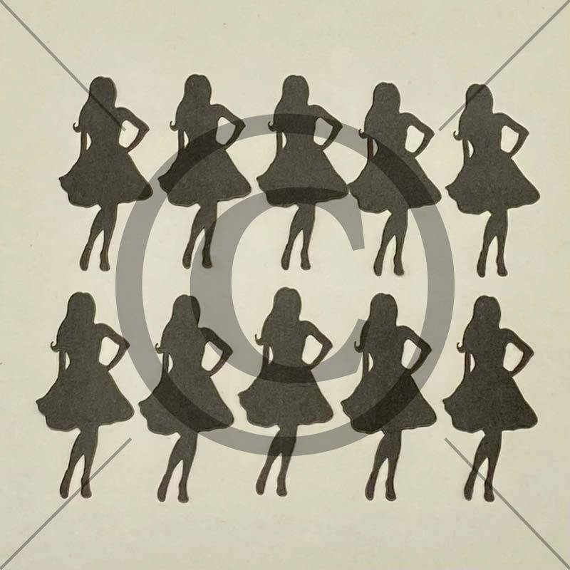 Papirdesign - Diecuts/Utklipp - Dame, mørk grå