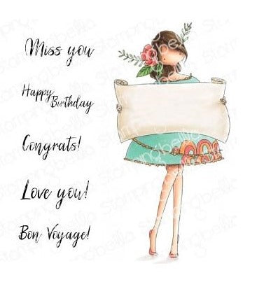 Stamping Bella -Cling Mounted Stamp - Curvy Girl - With a Sign