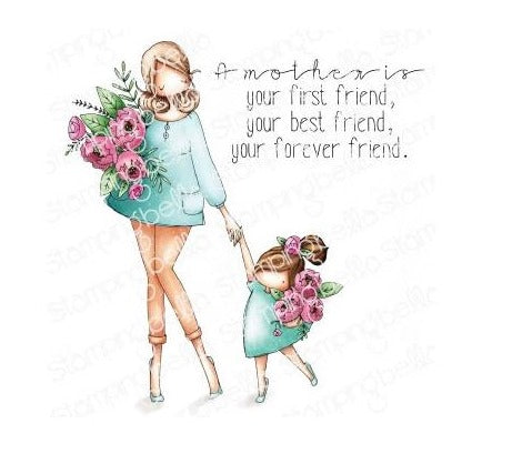 Stamping Bella -Cling Mounted Stamp - Curvy Girl - Holding Hands