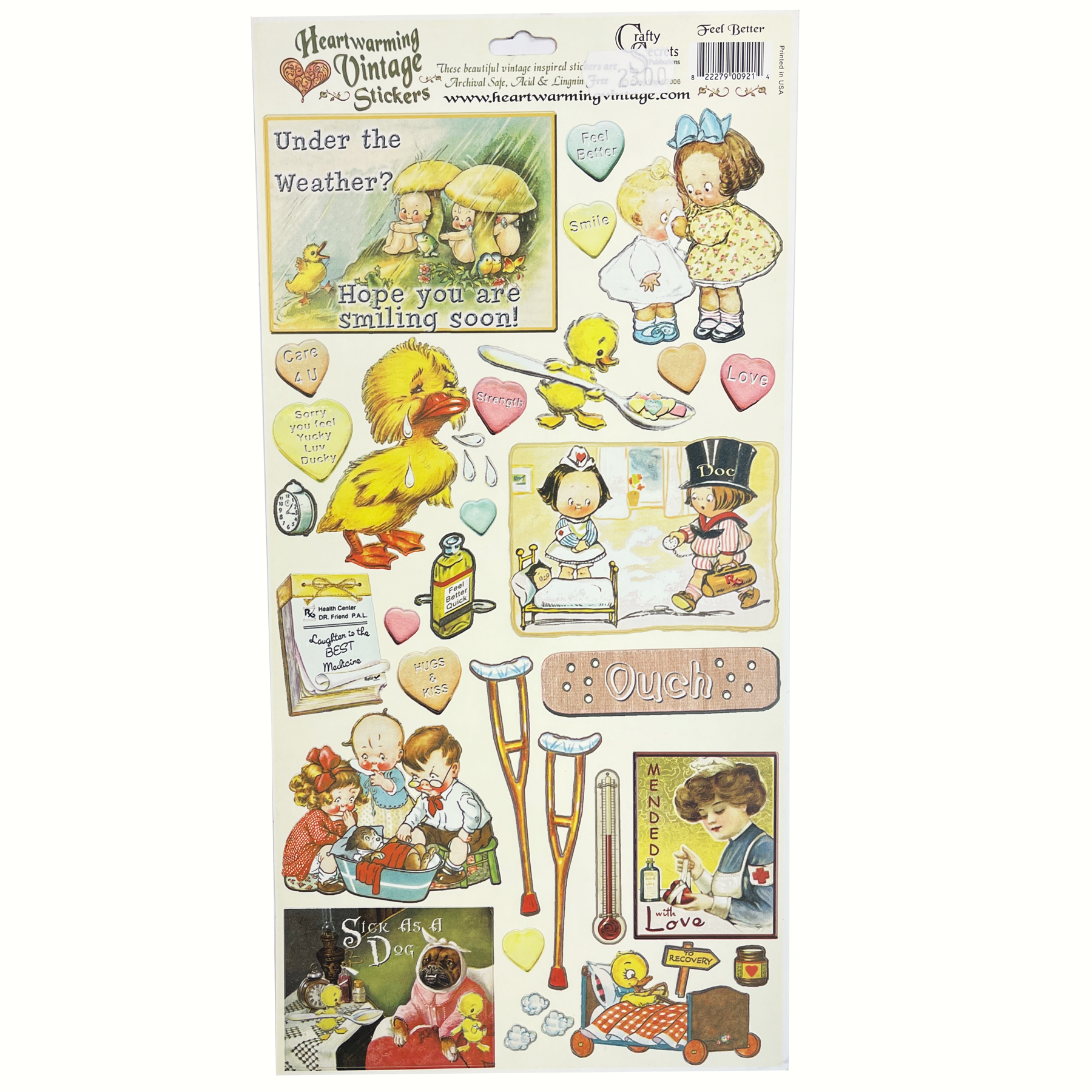 Crafty Secrets - Heartwarming Vintage Stickers - Feel Better