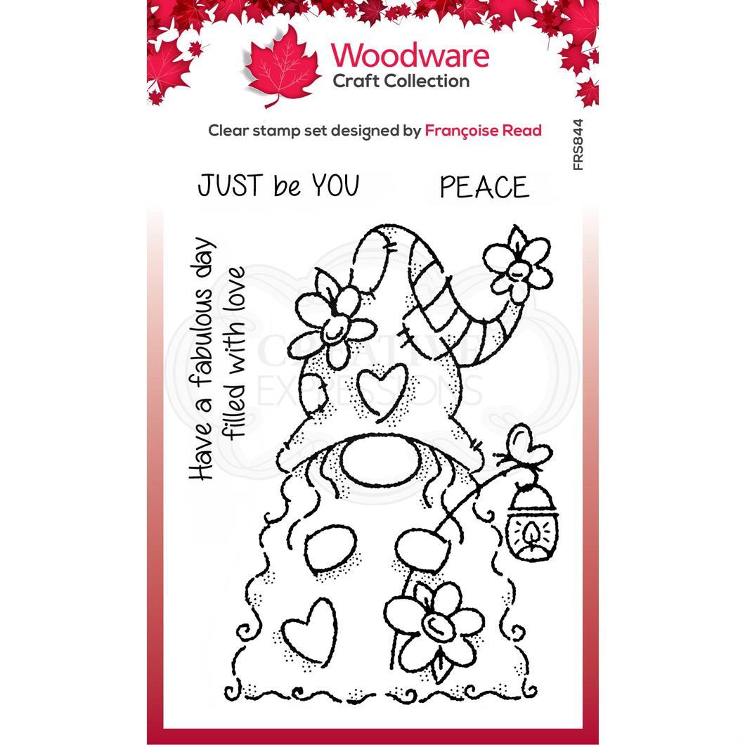 Woodware Craft Collection - Clear Stamps - Flower Power Gnome