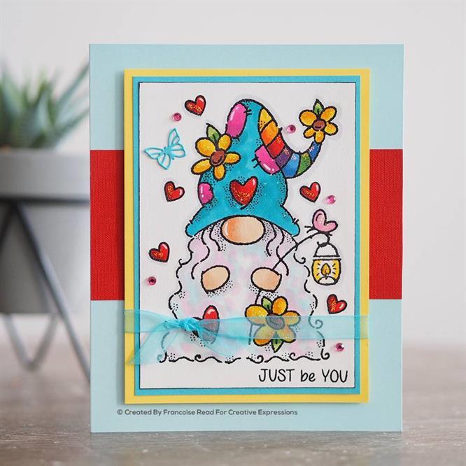 Woodware Craft Collection - Clear Stamps - Flower Power Gnome