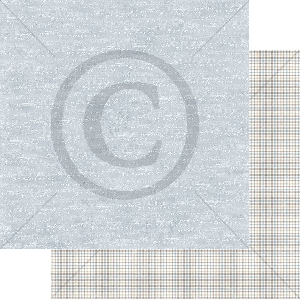 Papirdesign - Verdifull - Gratulerer, blå - 12 x 12"