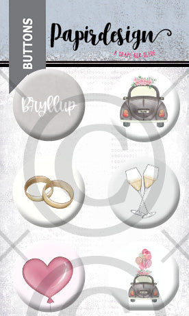 Papirdesign - Buttons - Bryllup