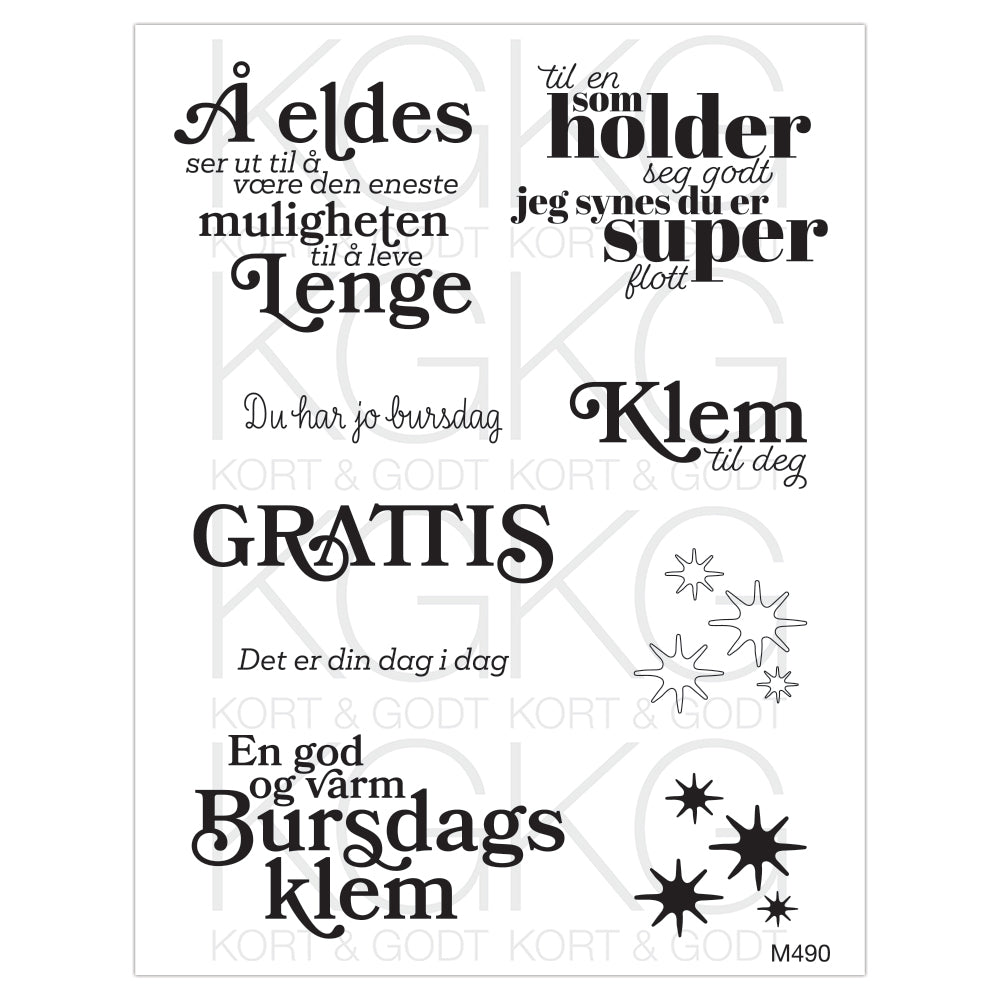 Kort & Godt - Clearstamps Medium plate - M490