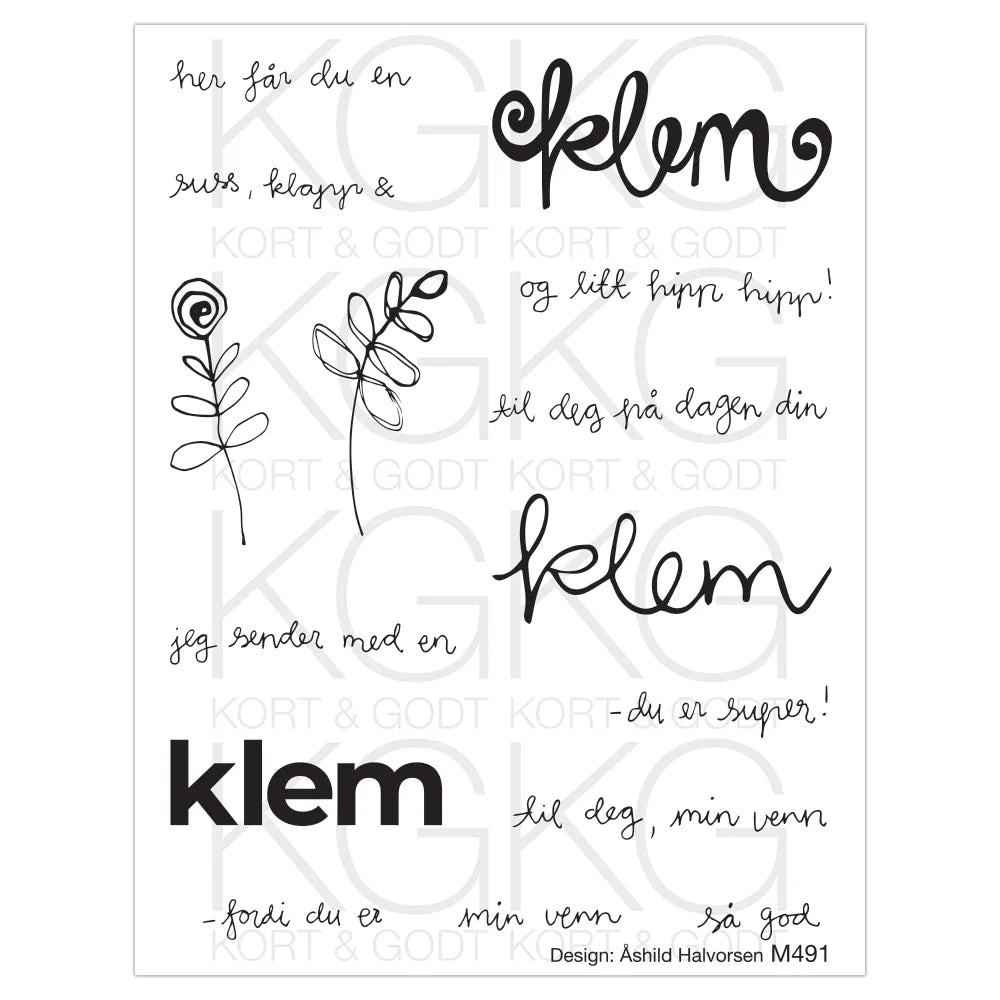 Kort & Godt - Clearstamps Medium plate - M491